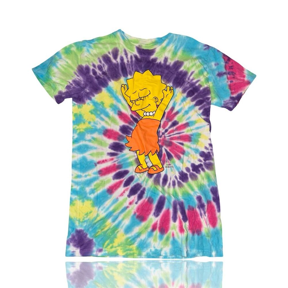 The Simpsons Lisa Simpson Tie-Dye T-Shirt XS Multicolor Unisex Casual
